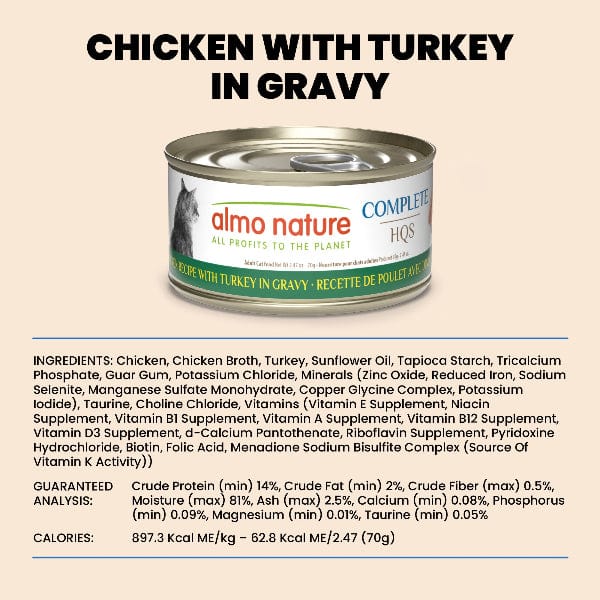 Almo Nature Complete HQS | Chicken with Turkey in Gravy Canned Cat Food - Image 6