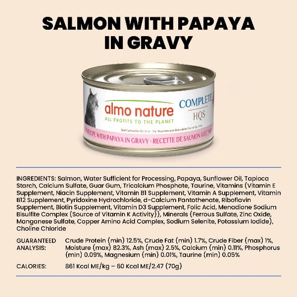 Almo Nature Complete HQS | Salmon with Papaya in Gravy Canned Cat Food - Image 6