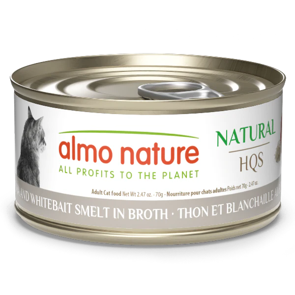 Almo Nature Natural HQS | Tuna and Whitebait Smelt in Broth Canned Cat Food