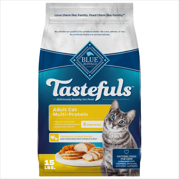 BLUE Tastefuls Multi-Protein Chicken & Turkey Recipe Dry Adult Cat Food - Image 2