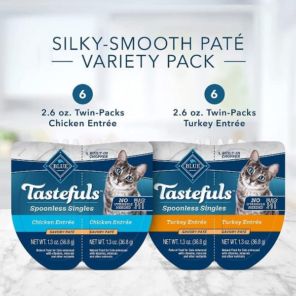 BLUE Tastefuls Spoonless Singles Chicken & Turkey Pate Variety Pack - Image 2