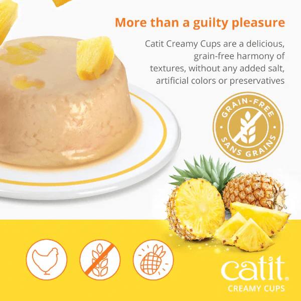 Catit Creamy Cups - Chicken Mousse with Pineapple Cat Treat - Image 2