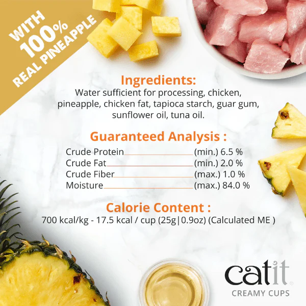 Catit Creamy Cups - Chicken Mousse with Pineapple Cat Treat - Image 3
