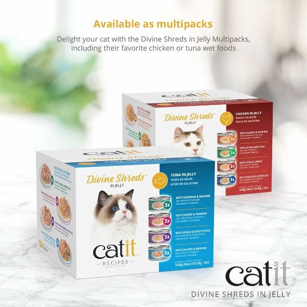 Catit Divine Shreds Tuna with Chicken & Wakame in Jelly Canned Cat Food Topper 4-Pack - Image 6