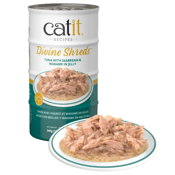 Catit Divine Shreds Tuna with Seabream & Wakame in Jelly Canned Cat Food Topper 4-Pack - Image 2