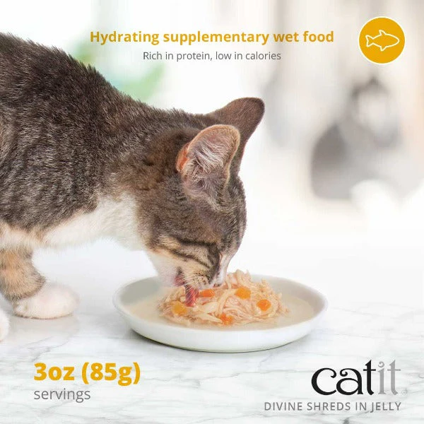 Catit Divine Shreds Tuna with Seabream & Wakame in Jelly Canned Cat Food Topper 4-Pack - Image 5