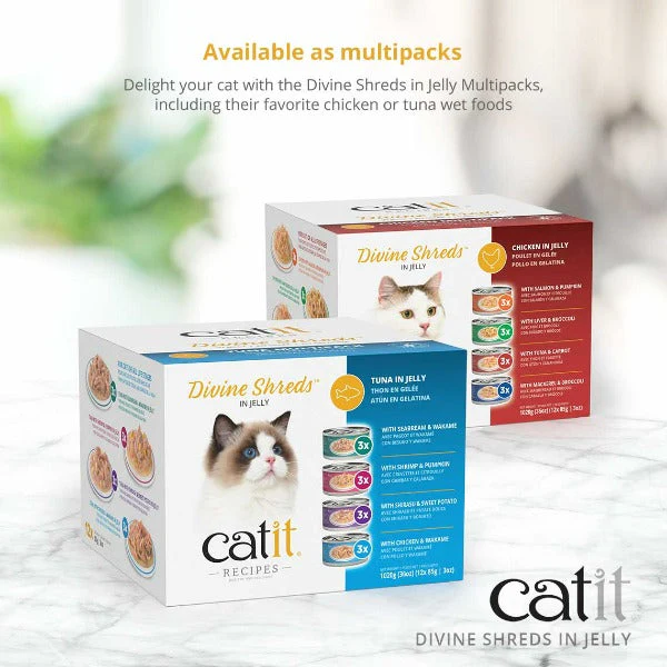 Catit Divine Shreds Tuna with Seabream & Wakame in Jelly Canned Cat Food Topper 4-Pack - Image 6