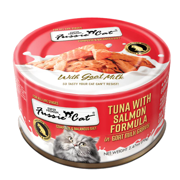 Fussie Cat Tuna with Salmon in Goat Milk Gravy Canned Cat Food, 2.47oz