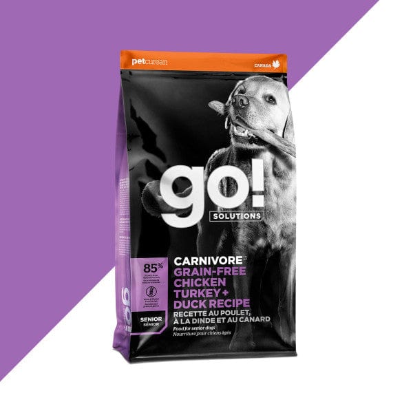 Go! Solutions Carnivore Grain-Free Chicken, Turkey & Duck Senior Recipe Dry Dog Food, 22lb