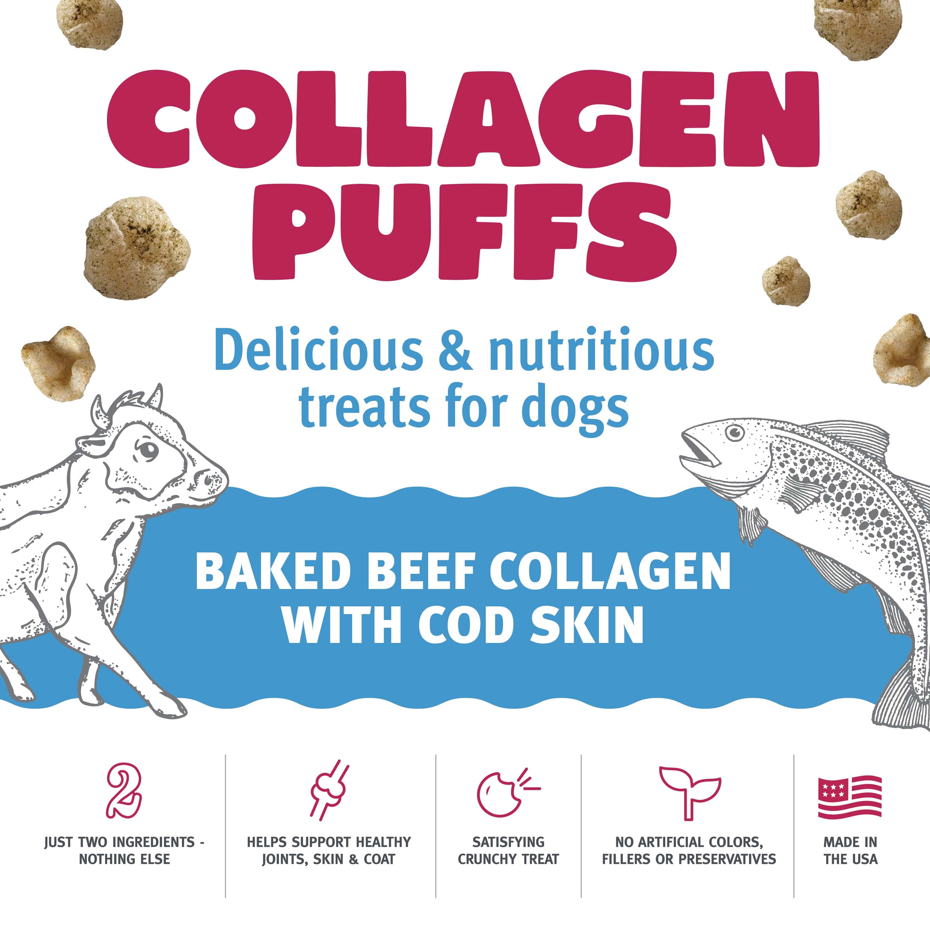 Icelandic+ Beef Collagen Puffs with Cod Skin Treats for Small Dogs (SPECIAL ORDER ITEM) - Image 2