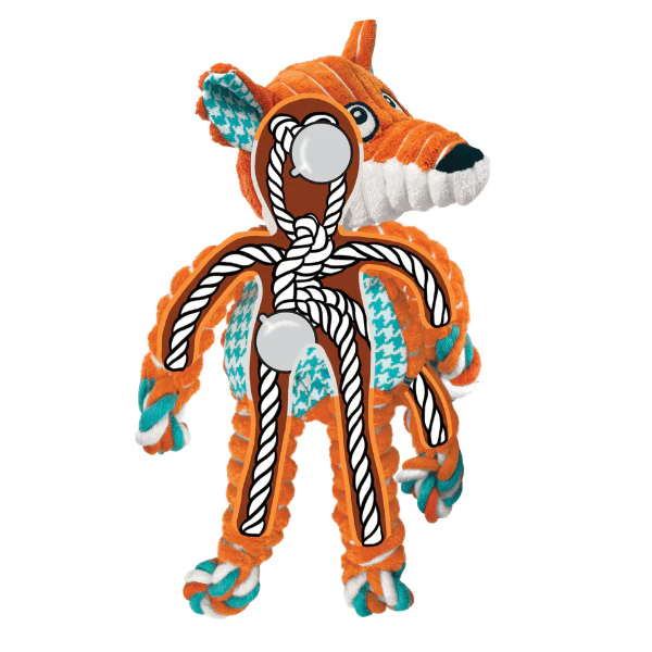 KONG Floppy Knots Fox Dog Toy - Image 3