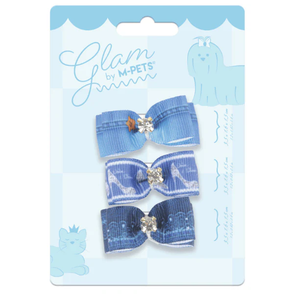M-PETS GLAM Hair Accessories for Pets Rubber Band | Red & Blue - Image 2