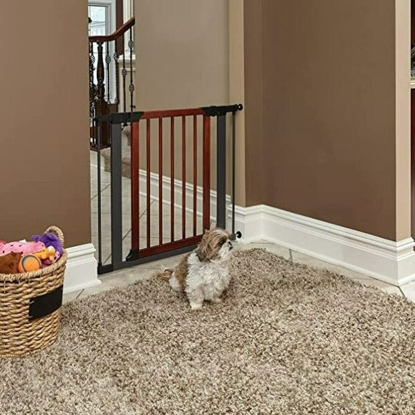 MidWest Steel Pet Gate with Graphite Frame and Wood Door - Image 7