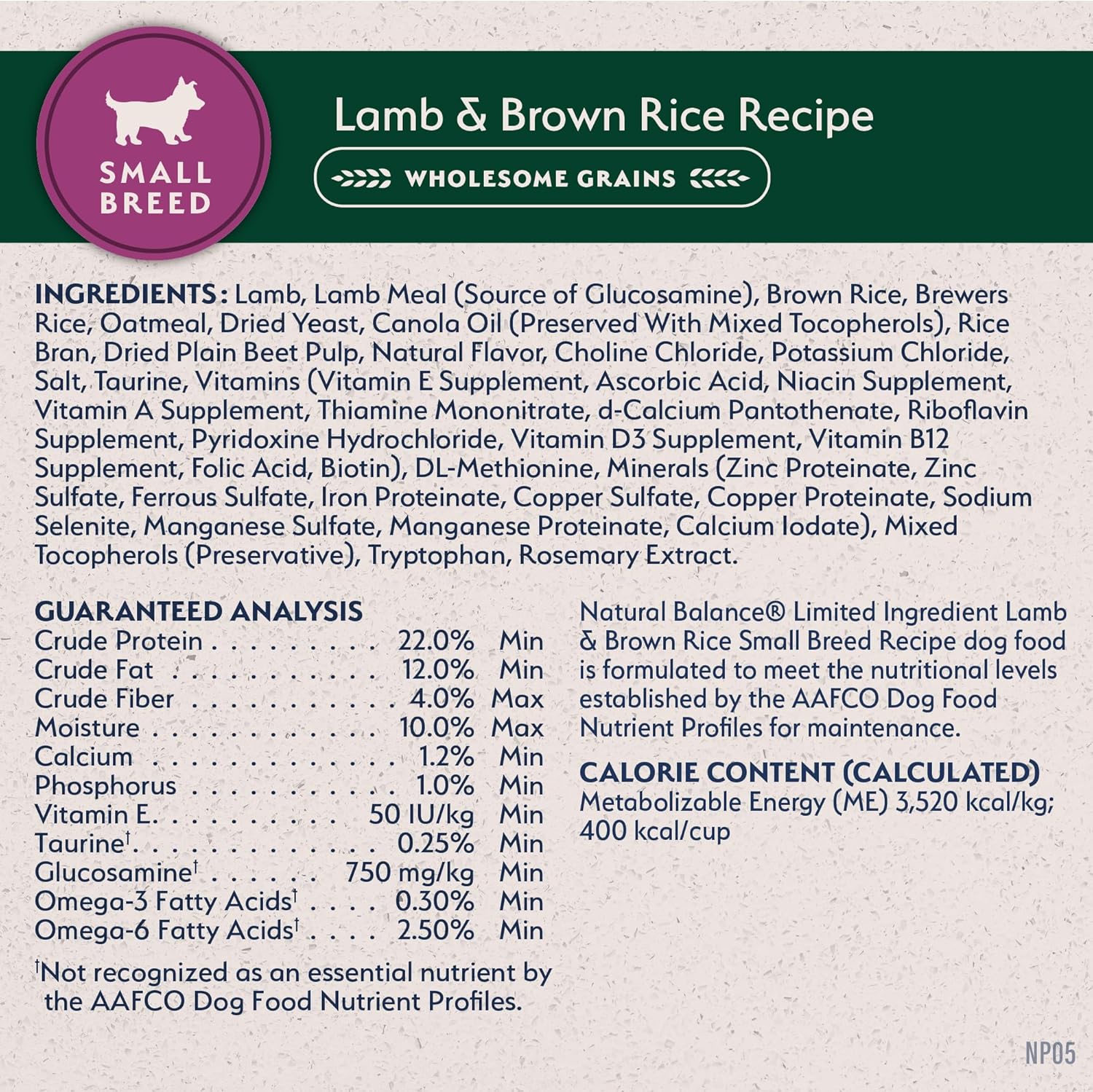 Natural Balance Limited Ingredient Lamb & Brown Rice Small Breed Recipe Dry Dog Food - Image 7