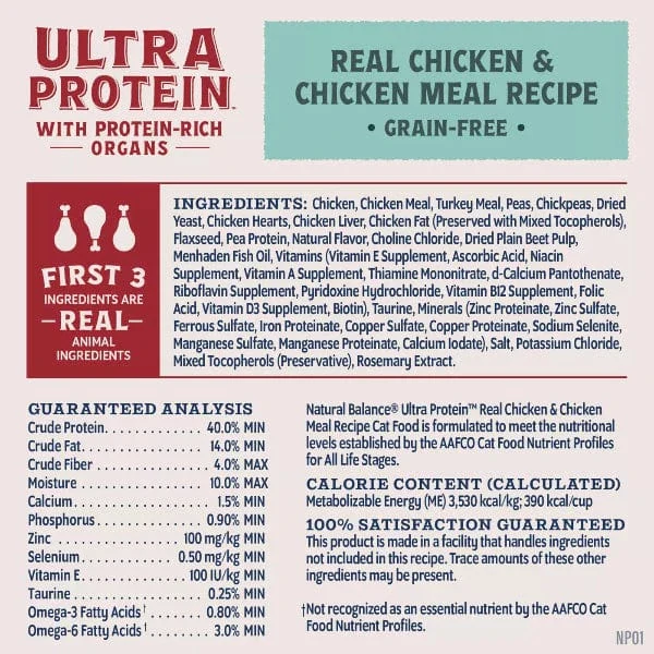 Natural Balance Original Ultra Protein Real Chicken & Chicken Meal Recipe Dry Cat Food - Image 5