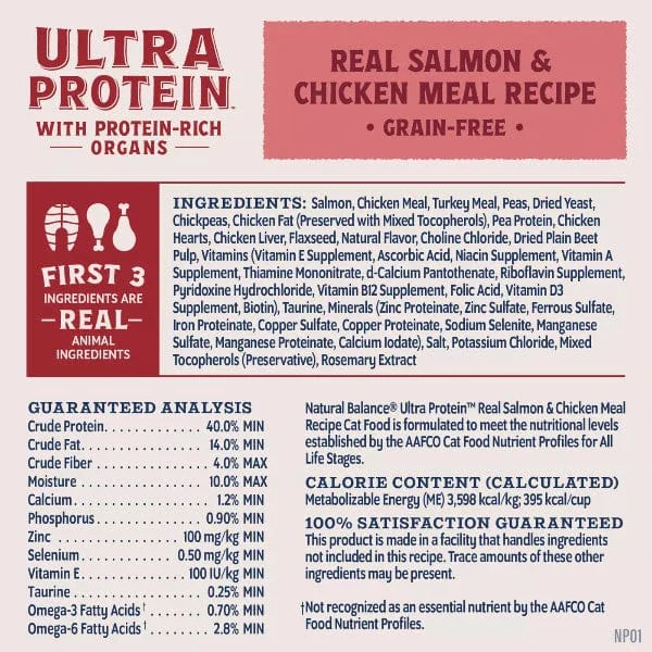 Natural Balance Original Ultra Protein Real Salmon & Chicken Meal Recipe Dry Cat Food - Image 5