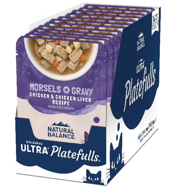 Natural Balance Platefulls Chicken & Chicken Liver Recipe Morsels in Gravy Cat Food Pouch - Image 8