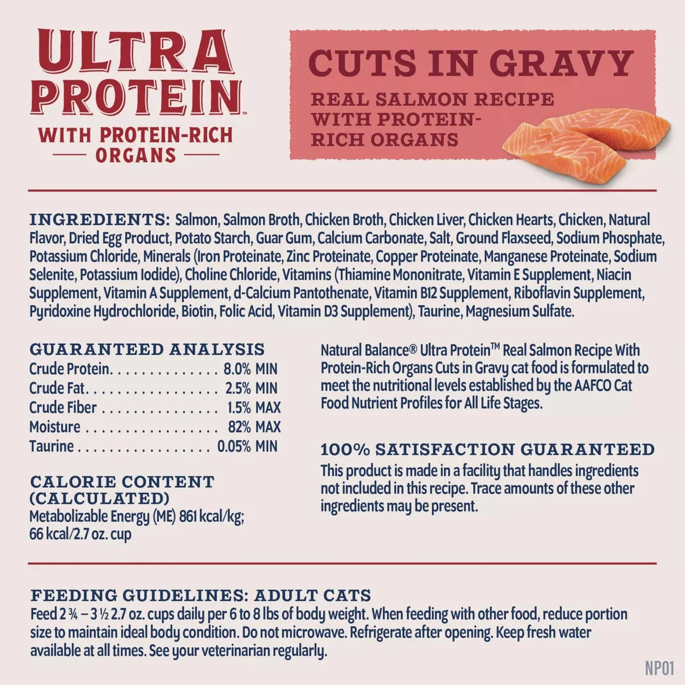 Natural Balance Ultra Protein Real Salmon Recipe With Protein-Rich Organs Cuts in Gravy Cat Food - Image 5