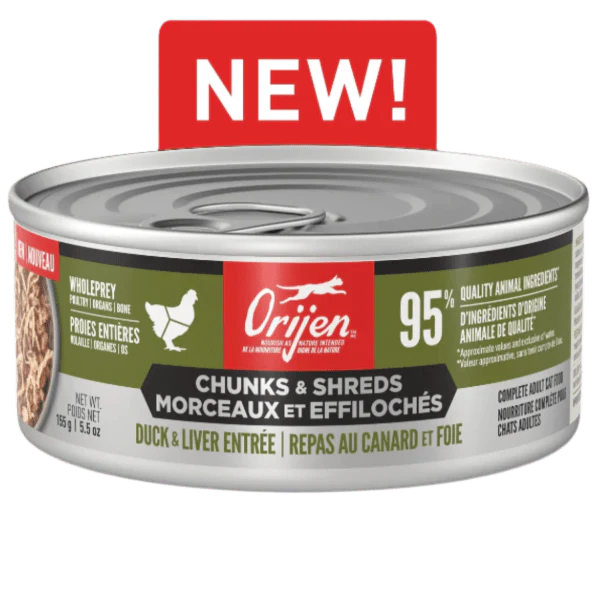 Orijen Duck & Chicken Chunks & Shreds Entrée Canned Cat Food, 5.5oz
