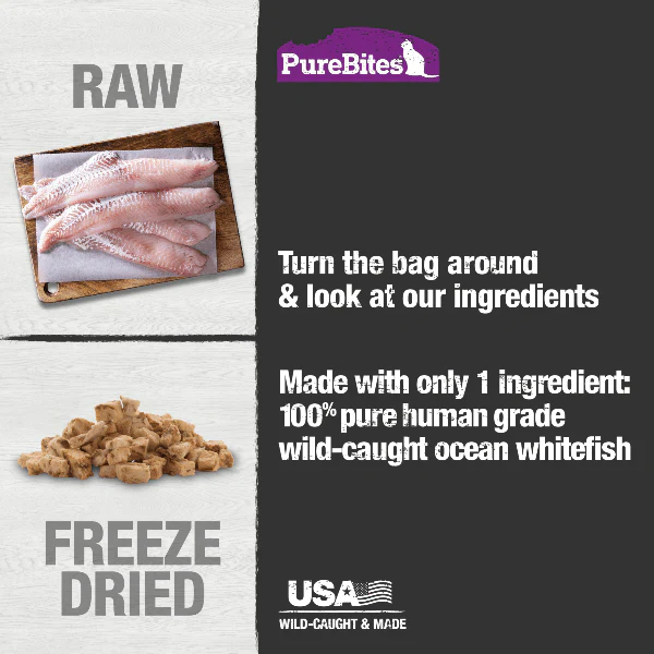 PureBites Freeze Dried Ocean Whitefish Cat Treat, 20g - Image 2