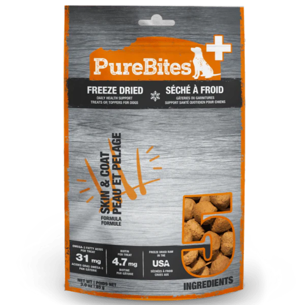 PureBites+ Skin & Coat Freeze Dried Dog Treats, 85g