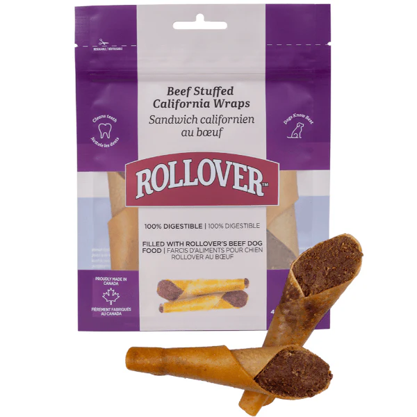 Rollover Beef Stuffed Porkhide Wraps Dog Treat - Image 3