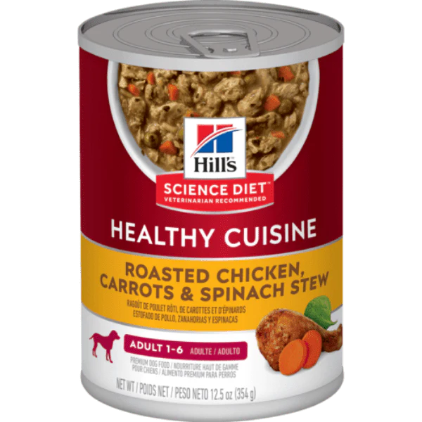 Science Diet Healthy Cuisine Roasted Chicken, Carrots & Spinach Stew Adult Canned Dog Food, 12.5oz