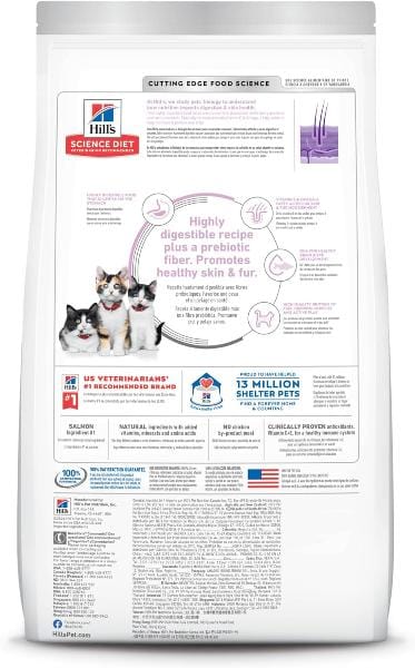 Science Diet Kitten Sensitive Stomach & Skin Salmon and Brown Rice Recipe Dry Cat Food, 3.5lb - Image 6
