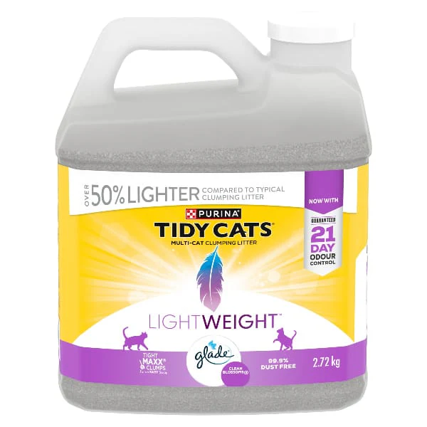 Tidy Cats LightWeight with Glade Clean Blossoms Clumping Cat Litter, 2.72kg
