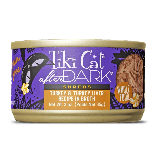 Tiki Cat After Dark | Shreds Turkey & Turkey Liver Recipe Canned Cat Food, 3oz