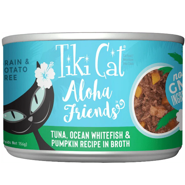 Tiki Cat Aloha Friends | Tuna, Ocean Whitefish & Pumpkin Recipe Canned Cat Food, 5.5oz