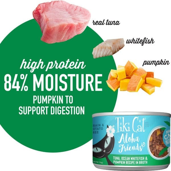 Tiki Cat Aloha Friends | Tuna, Ocean Whitefish & Pumpkin Recipe Canned Cat Food, 5.5oz - Image 3