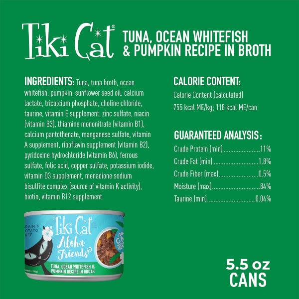 Tiki Cat Aloha Friends | Tuna, Ocean Whitefish & Pumpkin Recipe Canned Cat Food, 5.5oz - Image 7